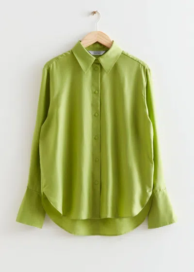 Other Stories Relaxed Silk Shirt In Green