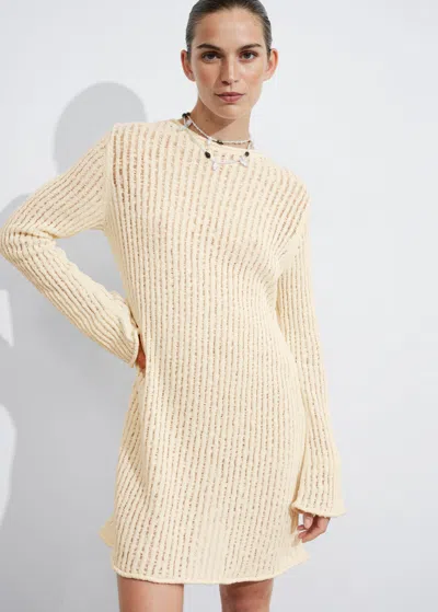 Other Stories Rib-knit Mini Dress In Beige