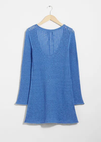 Other Stories Rib-knit Mini Dress In Blue
