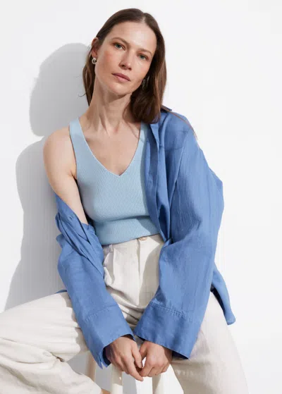 Other Stories Rib-knit Top In Blue