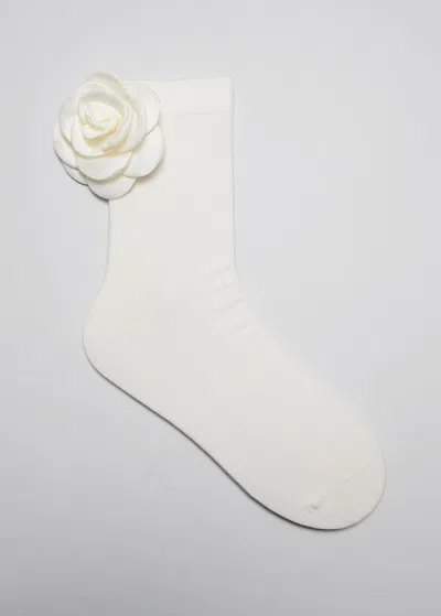 Other Stories Rose Appliqué Socks In White
