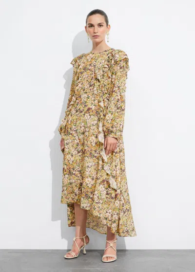 Other Stories Ruffle-trimmed Midi Dress In Yellow