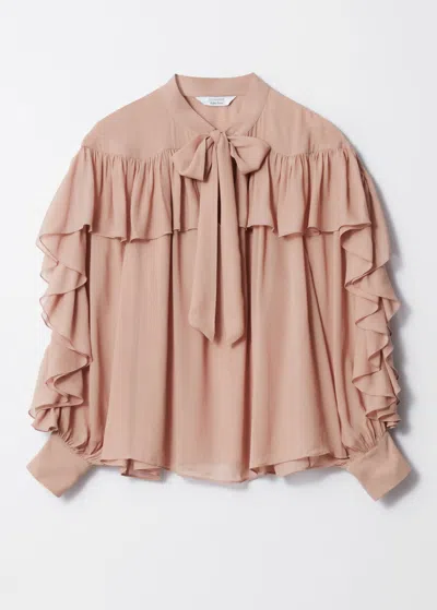 Other Stories Ruffled Bow-detailed Blouse In Beige