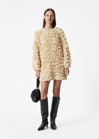 Other Stories Ruffled Floral Mini Dress In Beige