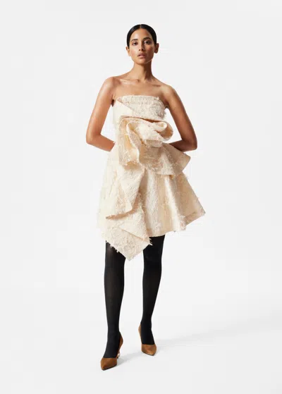 Other Stories Ruffled Jacquard Mini Dress In White