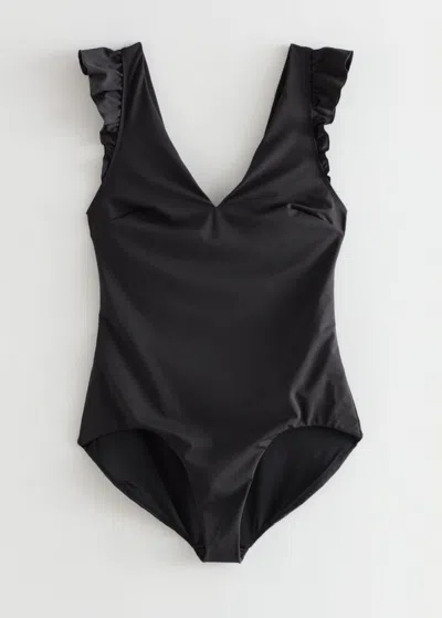 Other Stories Ruffled Swimsuit In Black