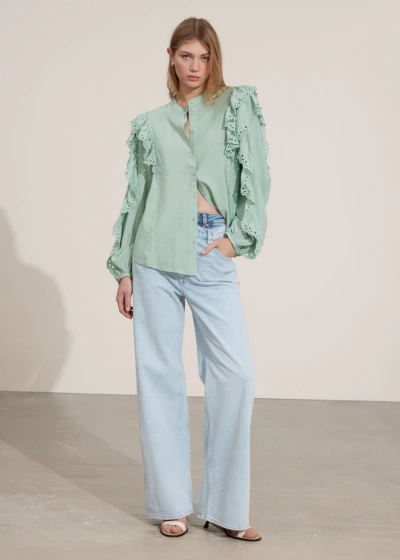 Other Stories Scalloped Frill Blouse In Green