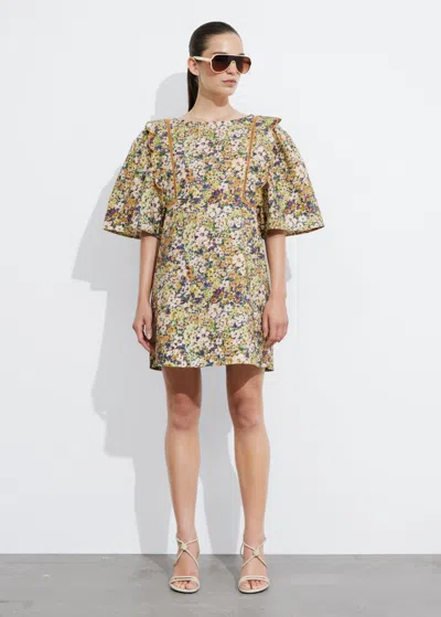 Other Stories Scalloped Mini Dress In Yellow