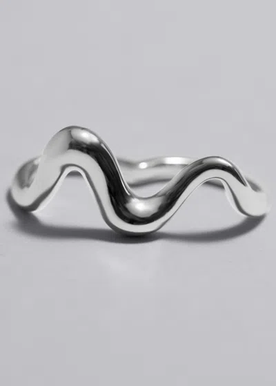 Other Stories Sculpted Two-finger Ring In Silver