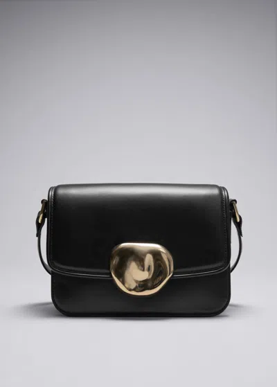 Other Stories Sculptural Buckle Leather Bag In Black