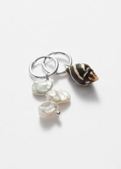 Other Stories Seashell Hoop Earrings In Metallic