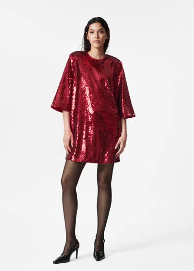 Other Stories Sequined Mini Shift Dress In Black