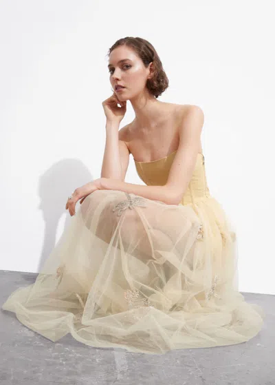 Other Stories Sheer Corset Midi Dress In Beige | ModeSens