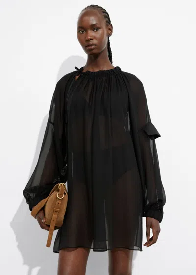 Other Stories Sheer Mini Dress In Black