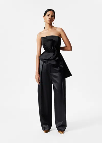 Other Stories Shiny Wool-blend Trousers In Black