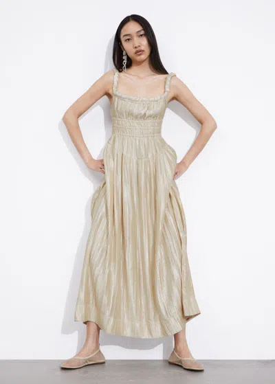 & other stories silk dress Draped Silk Midi Dress - Brown
