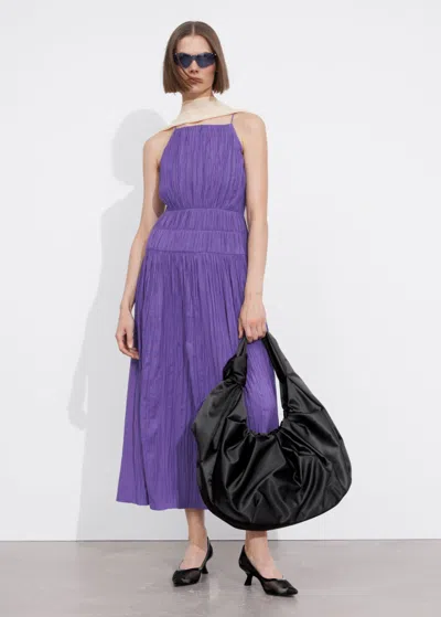 Other Stories Shirred Sleeveless Midi Dress In Purple