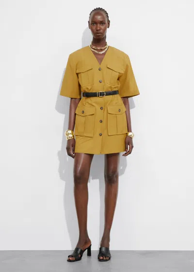 Other Stories Short-sleeve Utility Mini Dress In Yellow