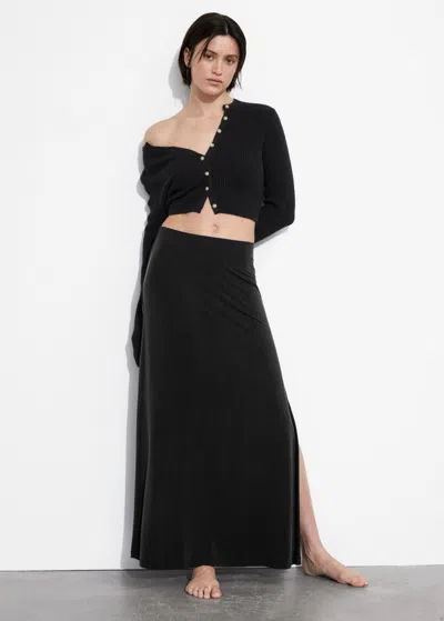 Other Stories Side-slit Midi Skirt In Black
