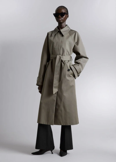 Other Stories Single-breasted Trench Coat In Green