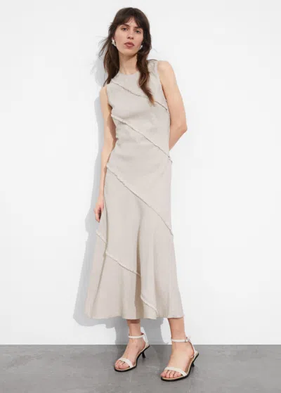 Other Stories Sleeveless A-line Midi Dress In Beige