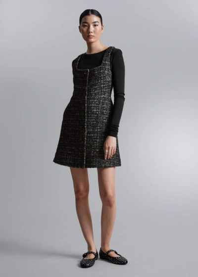 Other Stories Sleeveless Tweed Mini Dress In Black