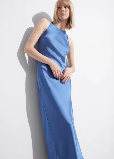 Other Stories Slim Satin Midi Dress In Blue