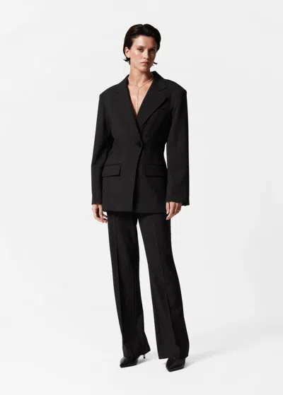 Other Stories Slim Split-hem Trousers In Black