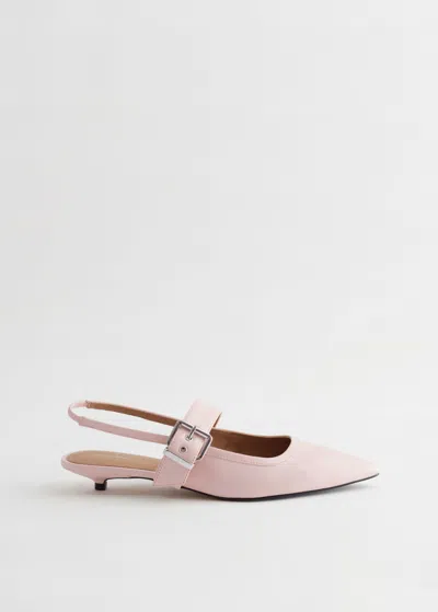 Other Stories Slingback Leather Ballerinas In Pink