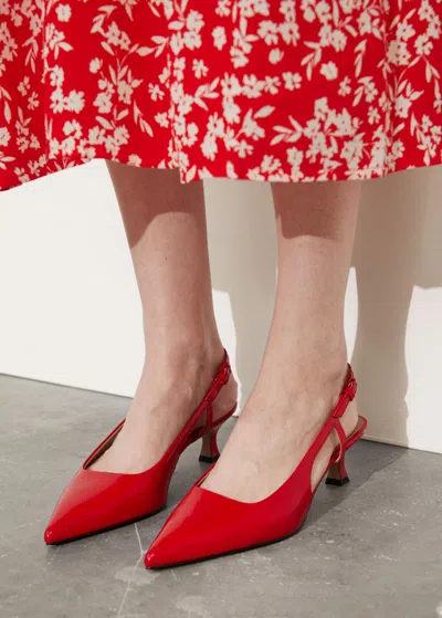 Other Stories Slingback Leather Pumps In Red