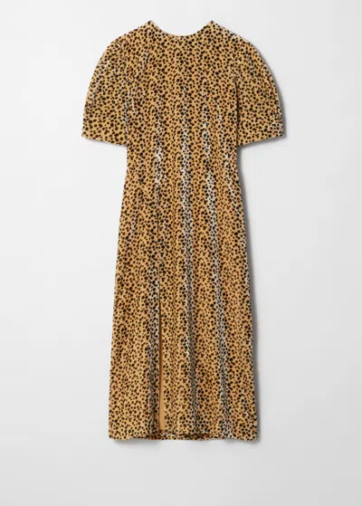 Other Stories Slit-detailed Velvet Midi Dress In Yellow