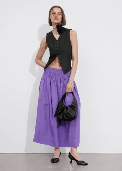 Other Stories Smock-waist Midi Skirt In Purple