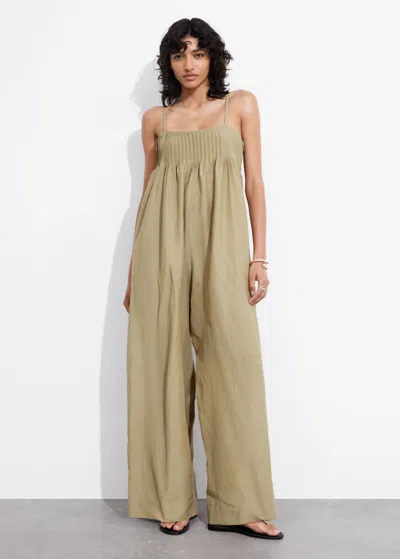Other Stories Strappy Jumpsuit In Beige