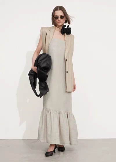 Other Stories Strappy Linen Midi Dress In Beige | ModeSens