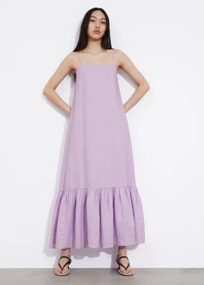 Other Stories Strappy Linen Midi Dress In Purple
