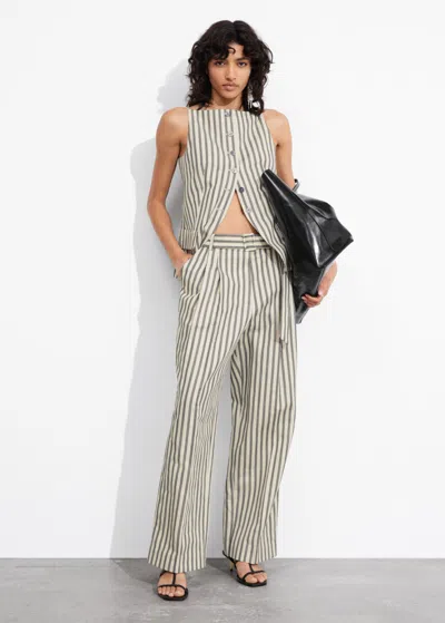 Other Stories Striped Tailored Trousers In Beige