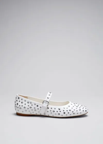 Other Stories Studded Leather Ballet Flats In White