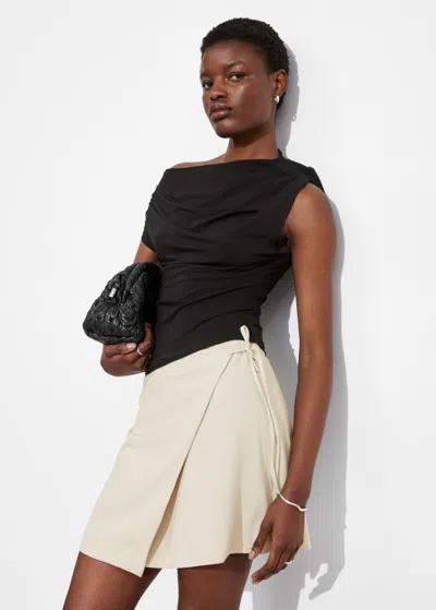 Other Stories Tailored Mini Wrap Skirt In Beige