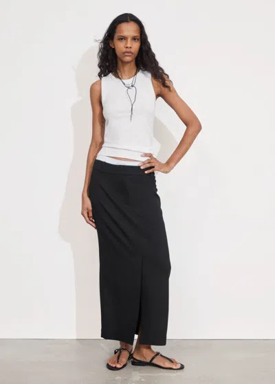Other Stories Tailored Pencil Midi Skirt In Black