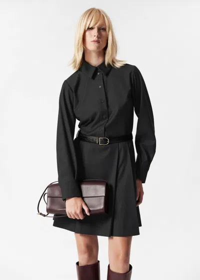 Other Stories Tailored Shirt Mini Dress In Grey