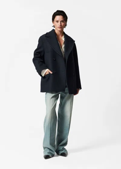 Other Stories Tailored Wool Pea Coat In Blue
