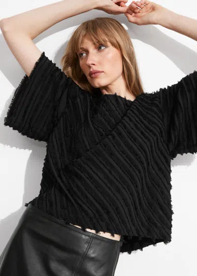 Other Stories Textured Short-sleeve Top In Black