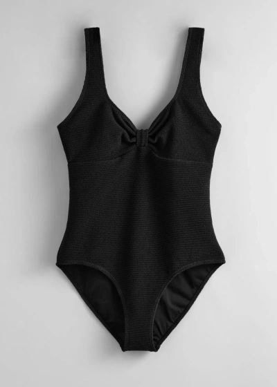 Other Stories Textured Swimsuit In Black