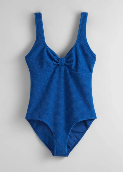 Other Stories Textured Swimsuit In Blue