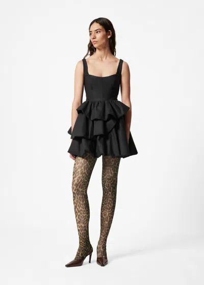 Other Stories Tiered Bubble Mini Dress In Black