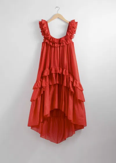 Other Stories Tiered Ruffle Midi Dress In Red