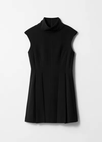 Other Stories Turtleneck Pleated Mini Dress In Black