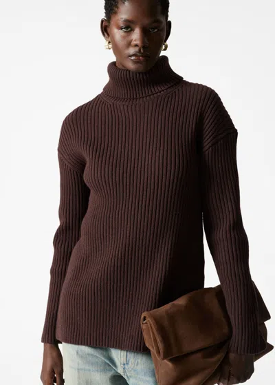 Other Stories Turtleneck Wool-knit Jumper In Brown