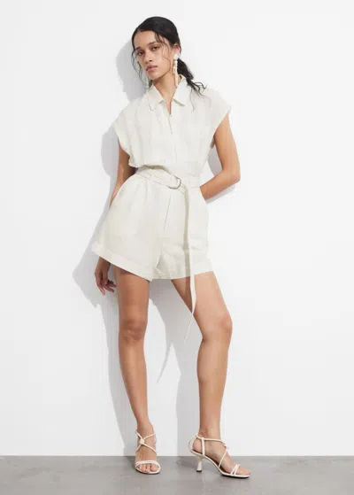 Other Stories Utility Playsuit In White