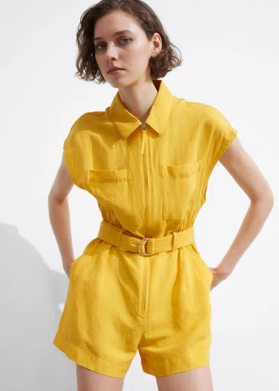 Other Stories Utility Playsuit In Yellow